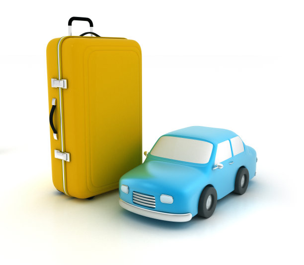 3d旅行袋与汽车图片下载