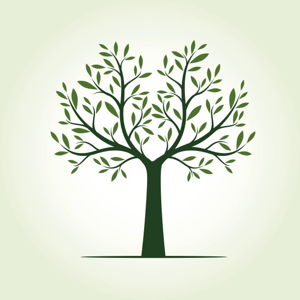 绿色的树和叶子。矢量插图。图片下载