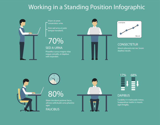 工作在站立位置矢量插图。图片下载
