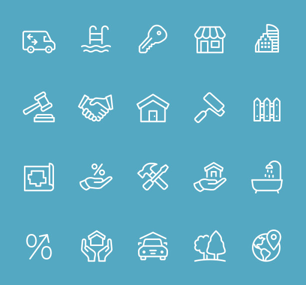 房地产线条图标集图片下载