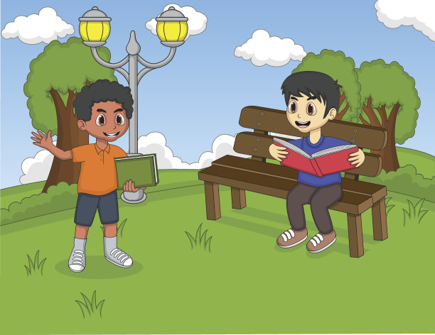 孩子们在公园里看书图片下载