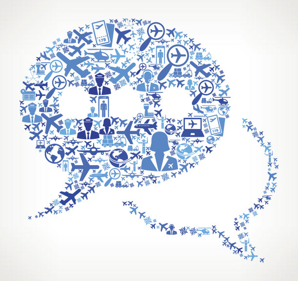 语音气泡航空和航空飞机矢量图形图片下载