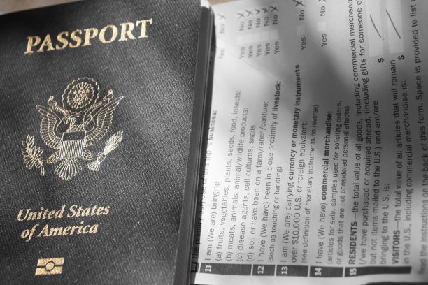 美国护照和美国入境表格图片下载