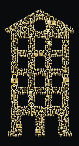 构建古董金钥匙模式矢量图形图片下载