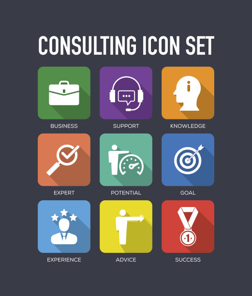 咨询平面图标集图片下载