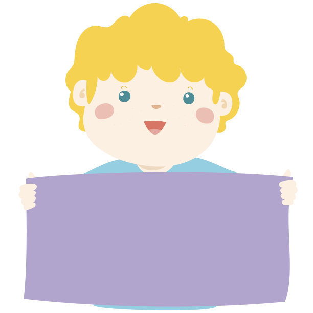 可爱的男孩拿着空白旗帜向量。图片下载