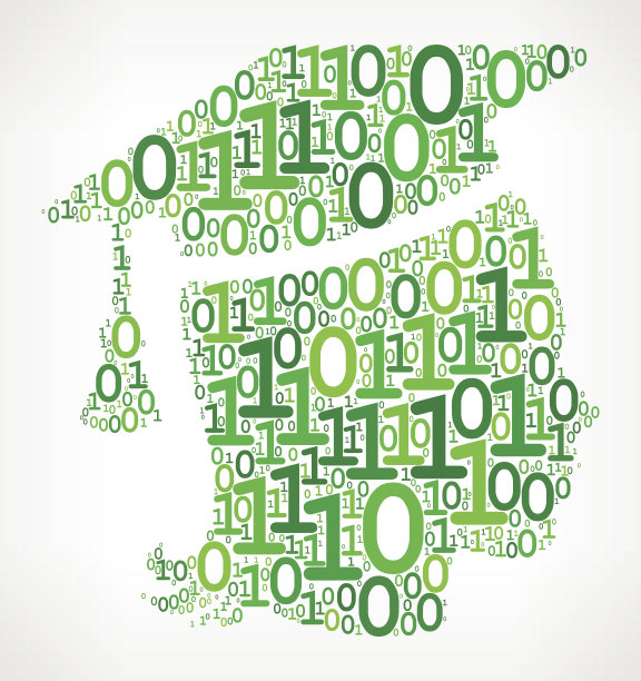 毕业女性二进制代码零一矢量插图图片下载