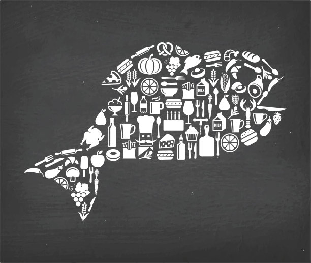 鱼食物和饮料版税免费矢量图标模式图片下载