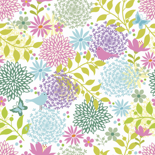 花无缝图案。素材图片