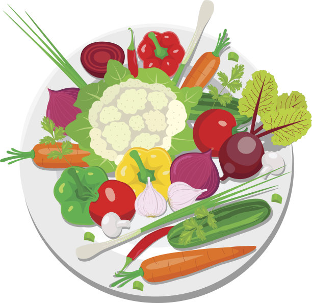 盘子里的新鲜蔬菜图片下载