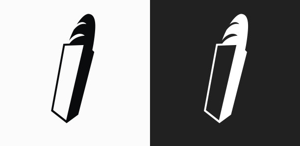 面包袋图标上的黑色和白色矢量背景图片下载