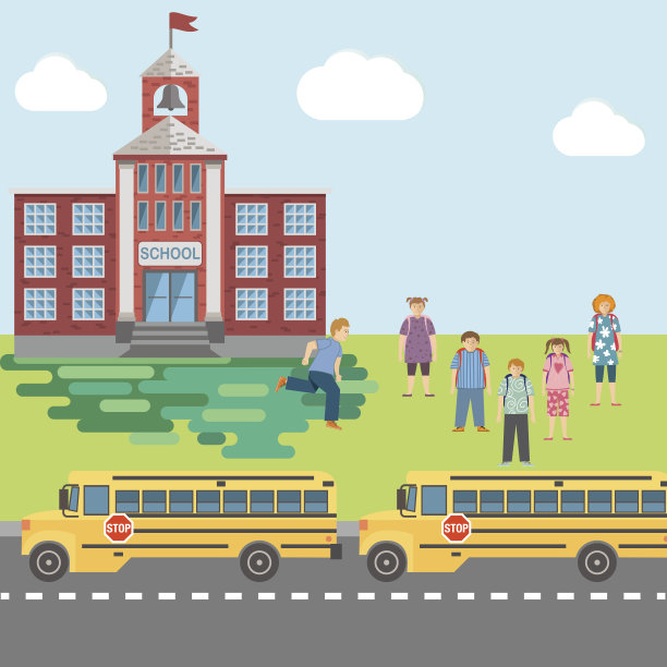 回到学校概念在平面风格图片下载