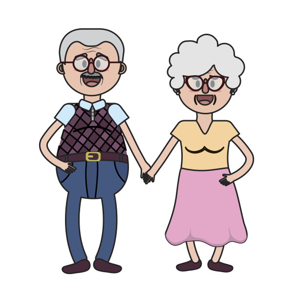 留着发型，戴着眼镜的老夫妇图片下载