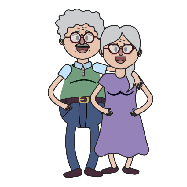 留着发型，戴着眼镜的老夫妇图片下载