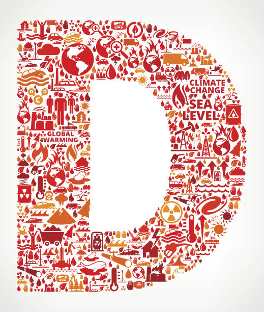 字母D全球变暖气候变化矢量图图片下载