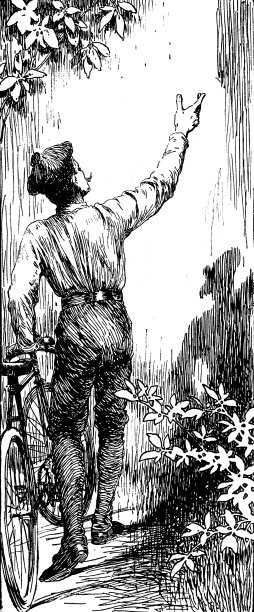 衣装优雅的男子在大自然中推着他的自行车，向远处伸出右手问候图片下载