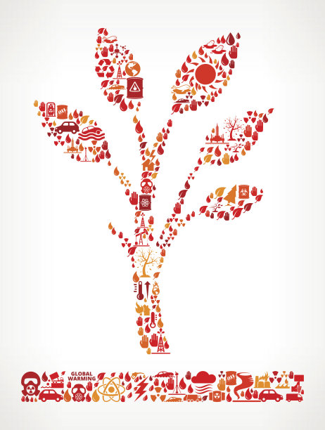 树木全球变暖气候变化矢量模式图片下载