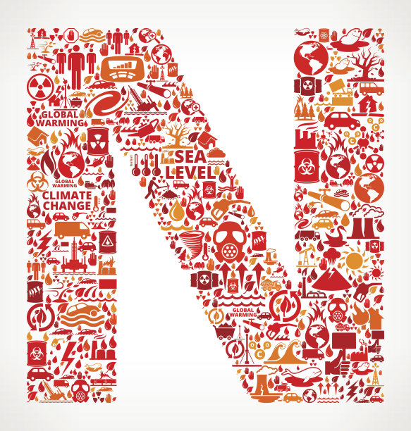 字母N全球变暖气候变化矢量图图片下载