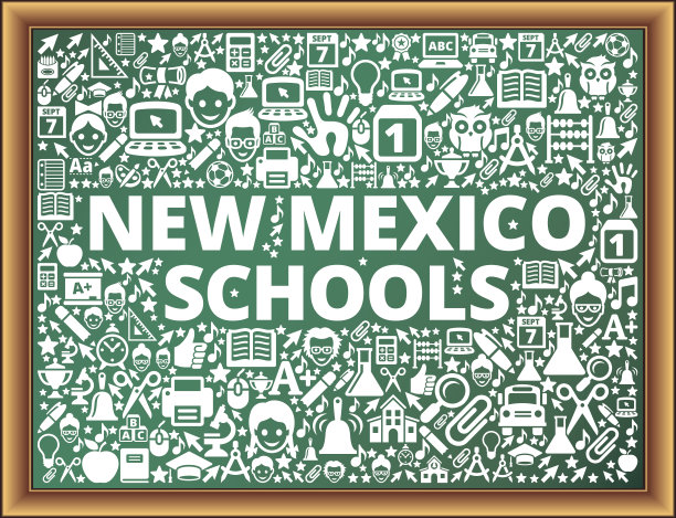 新墨西哥州学校教育矢量图标（黑板风格）图片下载