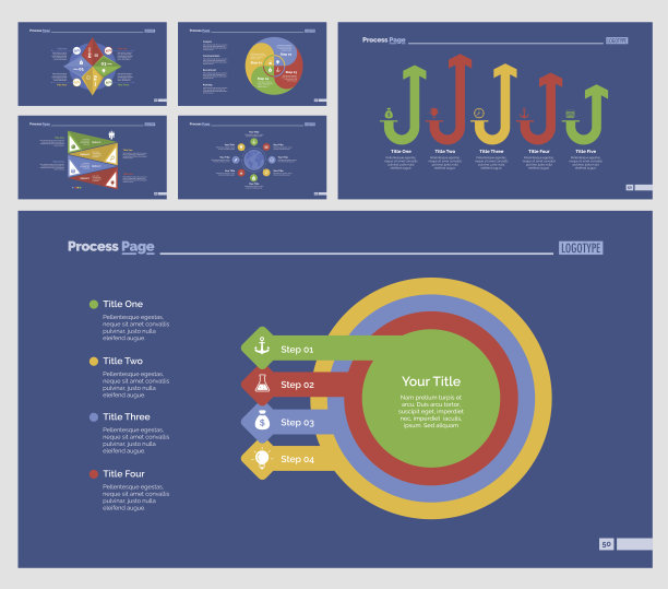 六个生产演示模板集图片下载