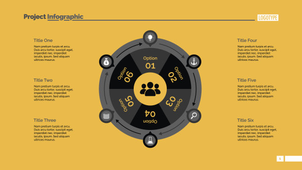 六选项循环幻灯片模板图片下载