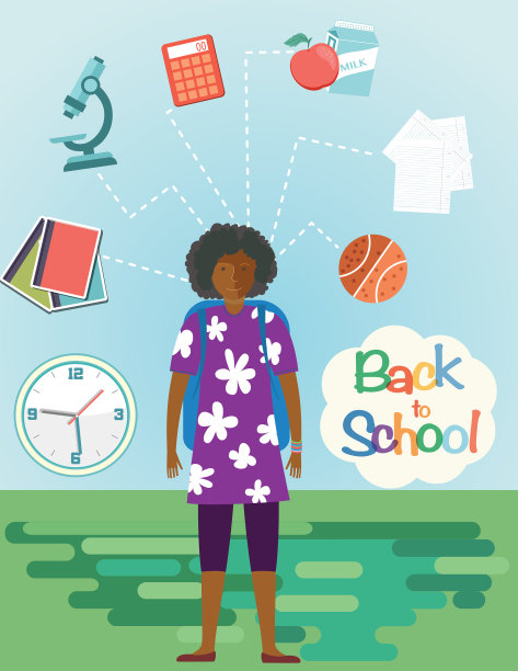 回到学校概念在平面风格图片下载