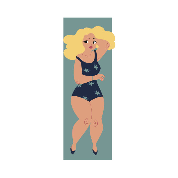 丰满，丰满，有曲线的金发女人，穿着泳衣的女孩图片下载