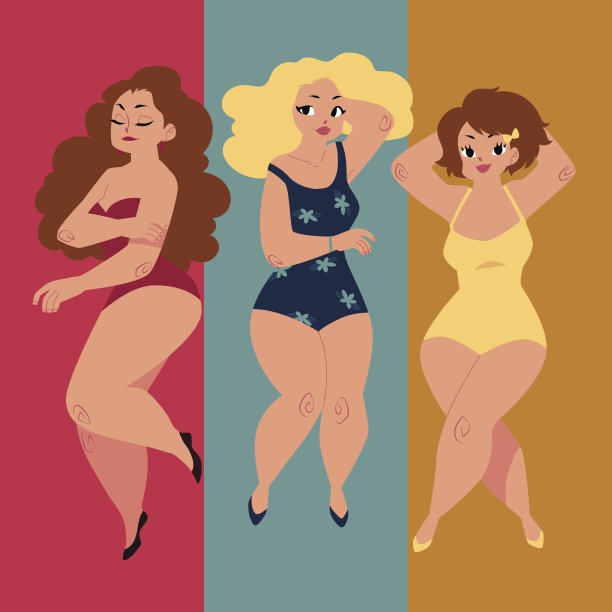 丰满，有曲线的女人，女孩，还有穿着泳衣的大码模特图片下载