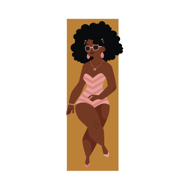 黑人，非裔美国人，丰满，有曲线的女人，穿着游泳衣的女孩图片下载