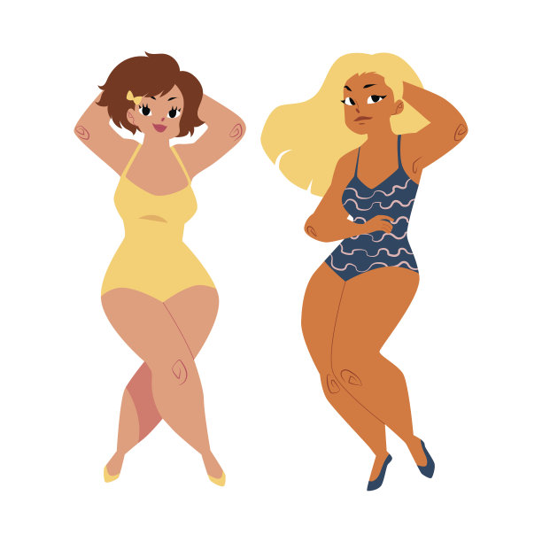 丰满，有曲线的女人，女孩，还有穿着泳衣的大码模特图片下载