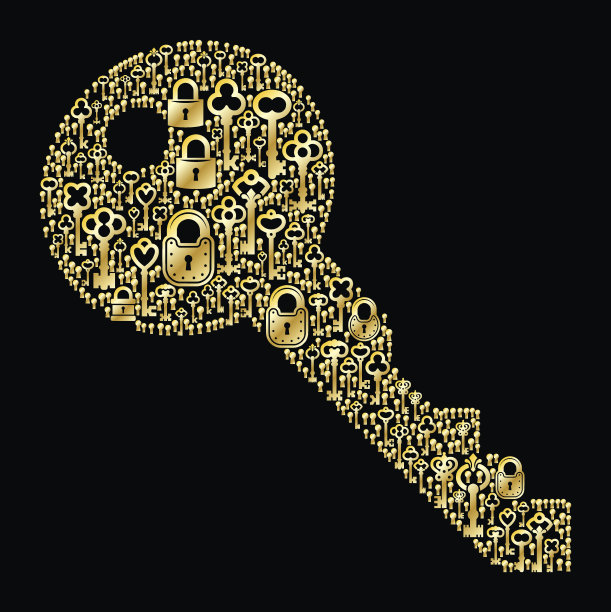 钥匙古董金钥匙图案矢量图形图片下载