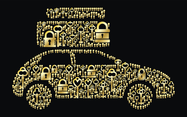 移动汽车古董金钥匙模式矢量图形图片下载