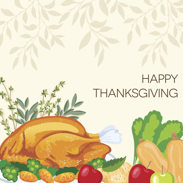 秋季感恩节背景与食物和节日元素图片下载