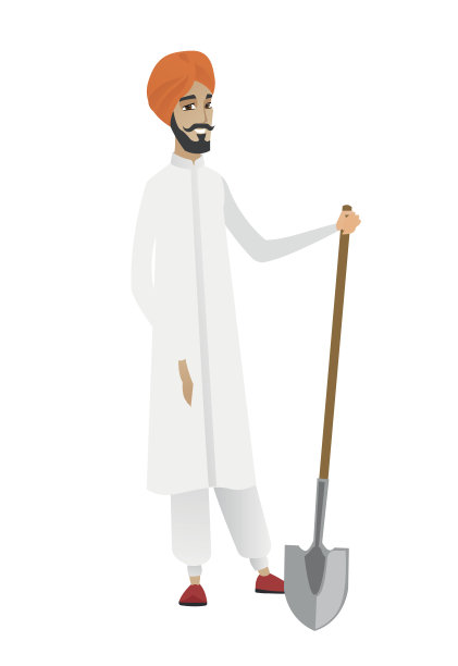 年轻的印度农民拿着铁锹图片下载