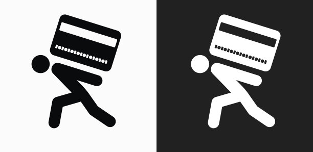 在黑白矢量背景上携带信用卡图标图片下载