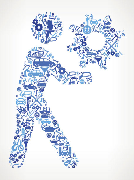 Stick Figure Holding Gear汽车修理汽车和汽车图片下载