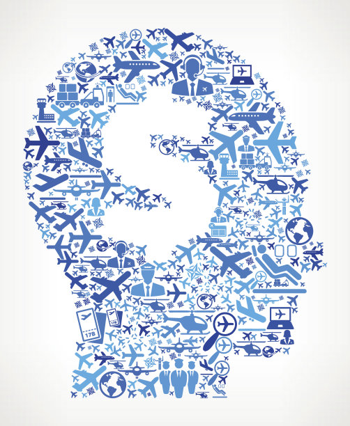 金钱头脑航空和航空飞机矢量图形图片下载