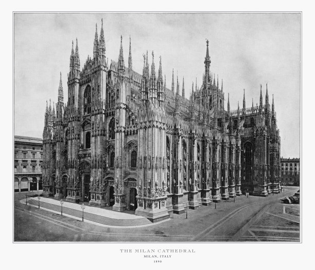 意大利米兰大教堂古董照片（1893年）图片下载