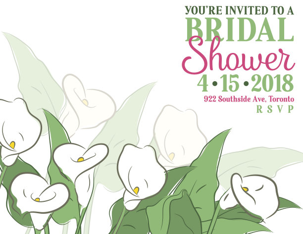 手画马蹄莲新娘送礼邀请图片下载