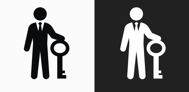 在黑白矢量背景上回答关键图标图片下载