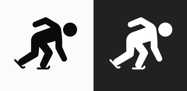 速度滑冰图标上的黑色和白色矢量背景图片下载