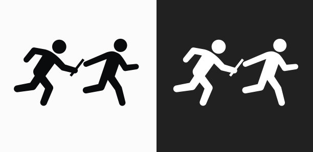 在黑白矢量背景上的接力赛图标图片下载