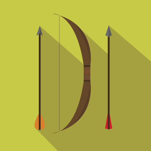 复古射箭套装宣传单，狩猎季，扁平卡通风格矢量插画图片下载