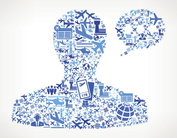 男性通信主管航空和航空飞机矢量图形图片下载