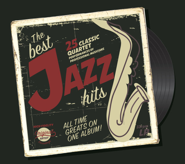 爵士汇编复古唱片套设计模板图片下载