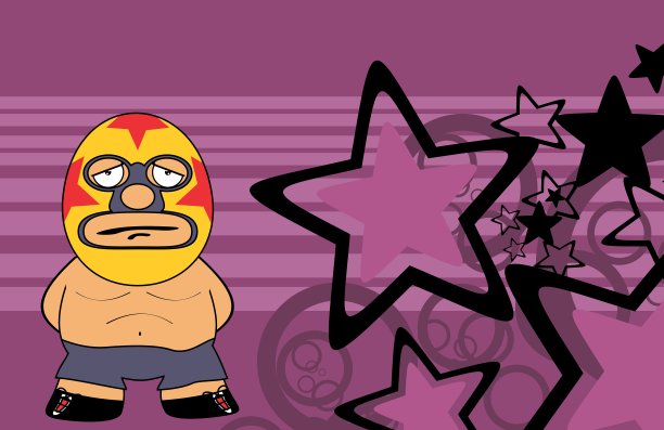 悲伤的墨西哥摔跤手卡通表情背景图片下载