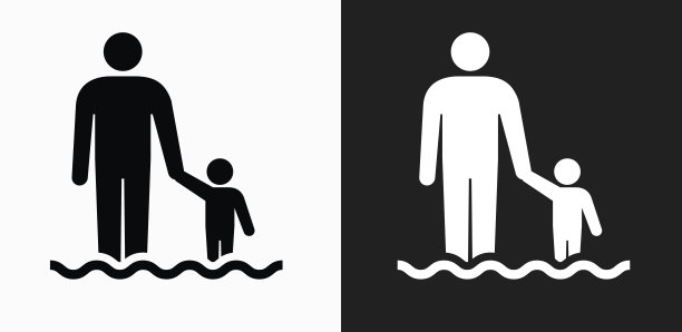 父和子图标上的黑色和白色矢量背景图片下载