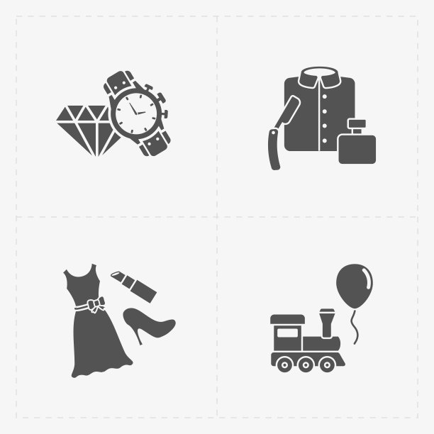 礼品平面黑色商店图标集图片下载