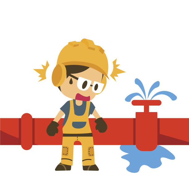 有建筑工人漏水，安全第一，健康安全警示标志，矢量插画图片下载