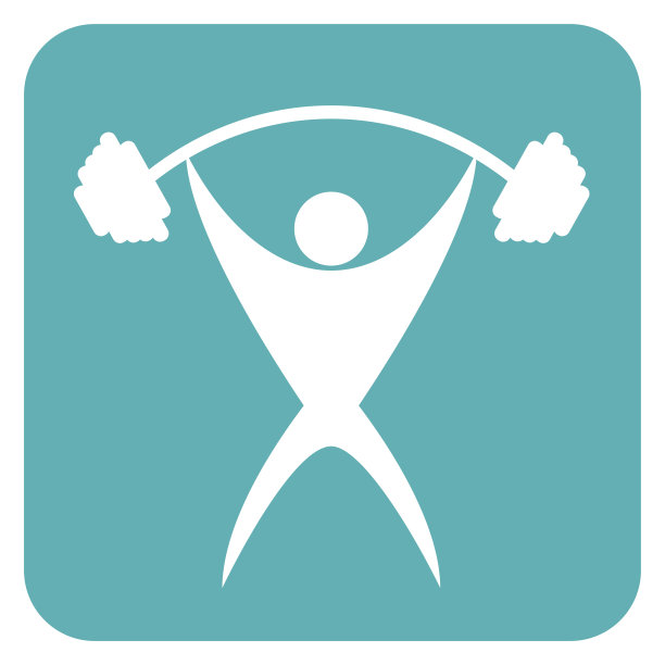 蓝色背景上有个杠铃的男人图片下载